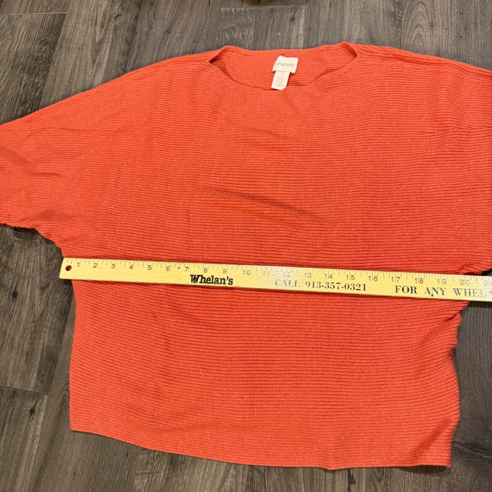 Chico's Women's Scoop Neck Ribbed Sweater in Coral - Picture 6 of 8